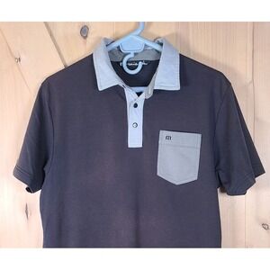 Travis Mathew Black/Gray Polo Shirt, Men's Size L, Casual Golf Wear Short Sleeve
